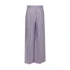 Brunello Cucinelli Violet Pants With Monil Detail On The Loop And Wide Leg In Cotton And Linen Blend Woman