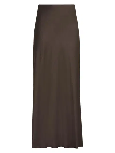 Brunello Cucinelli Satin Long Skirt In Brown