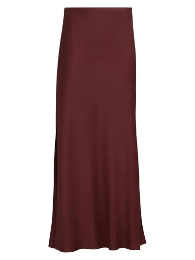 Brunello Cucinelli Satin Cady Fluid Bias-cut Skirt In Brown