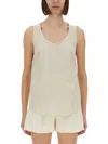 Brunello Cucinelli Stretch Silk Satin Top In Neutral