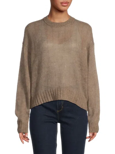 Brunello Cucinelli Women's Semi-sheer Mohair-blend Sweater In Brown