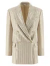 Brunello Cucinelli Sequin Blazer Blazers Beige In White