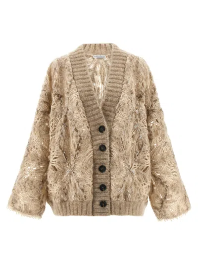 Brunello Cucinelli Women Sequin Cardigan In Neutral