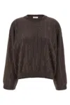 Brunello Cucinelli Women Sequin Cashmere Sweater In Brown