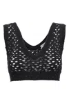 Brunello Cucinelli Paillette Crochet Knit Bra Top In Black