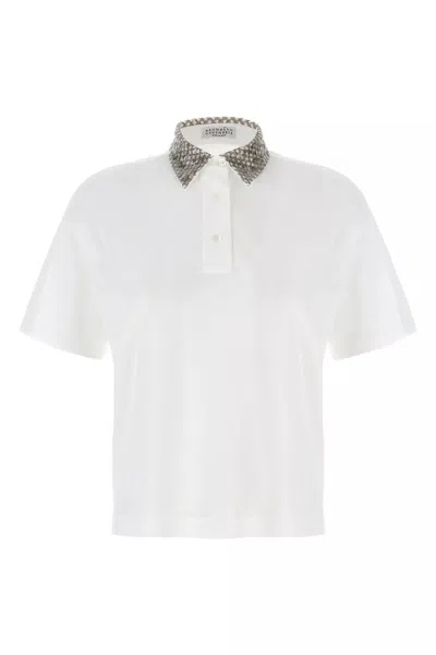 Brunello Cucinelli Women Sequin Polo Shirt In White