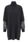 Brunello Cucinelli Sequin-embellished High-neck Mini Dress In Gray