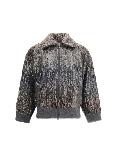 Brunello Cucinelli Women Sequined Cardigan In Gray