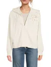 Brunello Cucinelli Women's Sequined Stretch-cotton Zip-up Hoodie In White