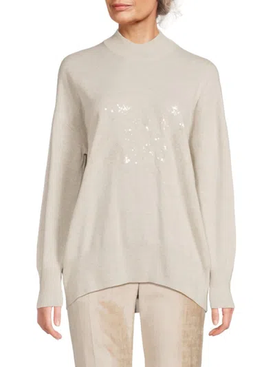 Brunello Cucinelli Women's Sequined Wool-cashmere-silk Sweater In Neutral