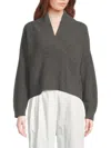 Brunello Cucinelli Women's Shawl Collar Cashmere Sweater In Gray