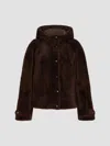 Brunello Cucinelli Shearling Outerwear Jacket With Shiny Zipper Pull In Brown