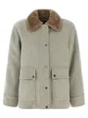 Brunello Cucinelli Sheepskin Insert Jacket Puffer Jackets Beige In Gray