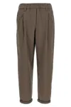 Brunello Cucinelli Elastic Waistband Trousers With Pockets And Loops In Gray