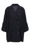 Brunello Cucinelli 'shiny Cuff Details' Caban Coat In Blue