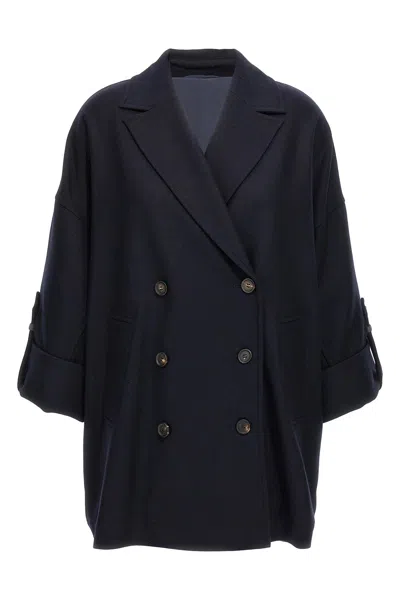 BRUNELLO CUCINELLI BRUNELLO CUCINELLI WOMEN 'SHINY CUFF DETAILS' CABAN COAT