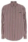 Brunello Cucinelli Bead-embellished Striped Cotton-sateen Shirt In Multi