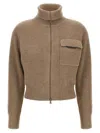 Brunello Cucinelli Beige Cardigan With Spread Collar And Monil Detail On The Front In Cashmere Woman