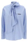 Brunello Cucinelli Bow Pocket Long Sleeve Shirt In Blue