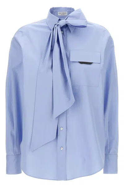 BRUNELLO CUCINELLI BRUNELLO CUCINELLI WOMEN 'SHINY FLAP DETAIL' SHIRT