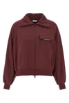 Brunello Cucinelli Collared Neck Sweatshirt With Shiny Flap Detail In Brown