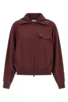 Brunello Cucinelli Collared Neck Sweatshirt With Shiny Flap Detail In Brown