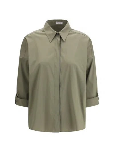Brunello Cucinelli Women Shiny Monili Shirt In Green