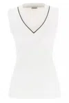 Brunello Cucinelli Stretch-cotton V-neck Top