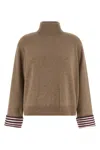 Brunello Cucinelli Shiny Shirt Details Sweaters And Cardigans Brown In Brown