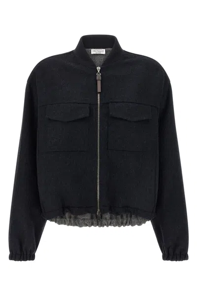 BRUNELLO CUCINELLI BRUNELLO CUCINELLI WOMEN 'SHINY ZIPPER PULL' BOMBER JACKET