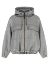 Brunello Cucinelli Shiny Zipper Pull Puffer Jackets Silver In Gray