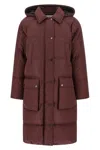 Brunello Cucinelli Shiny Zipper Pull Puffer Jackets Bordeaux In Brown