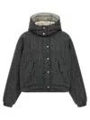 Brunello Cucinelli 'shiny Zipper Pull' Down Jacket In Gray