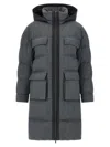 Brunello Cucinelli Shiny Zipper Pull Long Down Jacket In Gray