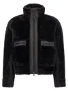 Brunello Cucinelli Women 'shiny Zipper Pull' Shearling Jacket In Gray