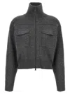 Brunello Cucinelli Shiny Zipper Pull Sweaters And Cardigans Gray