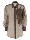 Brunello Cucinelli Laser Cut Crispy Silk Chiffon Blouse In Brown