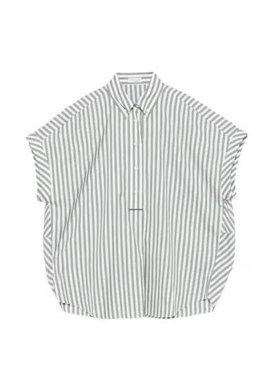 Brunello Cucinelli Button-down Short Sleeve Shirt In Green