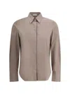 Brunello Cucinelli Beige Shirt With Classic Collar And Monil Detail On The Front N Cotton Blend Woman In Brown