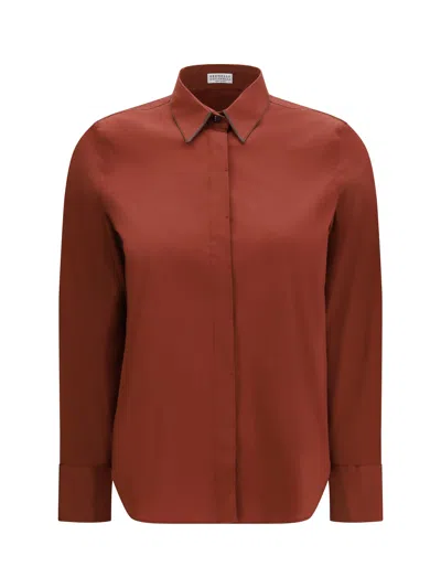 Brunello Cucinelli Women Shirt With Iconic Jewelry Details In Red