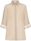 Brunello Cucinelli Cotton Shirt Embroidered Cuffs In Beige