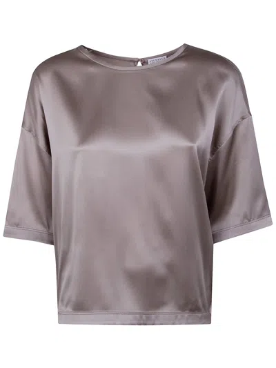Brunello Cucinelli Women Short Sleeves Blouse In Metallic