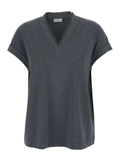 Brunello Cucinelli Women Short Sleeves Tshirt In Gray