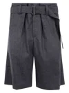 Brunello Cucinelli Waist Belted Pleated Shorts Pockets In Gray
