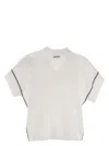 Brunello Cucinelli Cotton Rib Knit T-shirt With Precious Trims In White