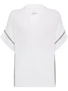 Brunello Cucinelli Textured Ribbed Top With Deep V-neckline In White