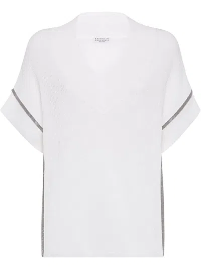 BRUNELLO CUCINELLI BRUNELLO CUCINELLI WOMEN SHORTSLEEVES VNECK SWEATER