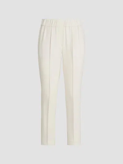 Brunello Cucinelli Silk Crepe Cady Straight-leg Ankle Pull-on Pants In Neutral
