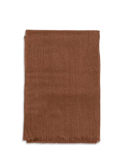 Brunello Cucinelli Women Silk And Cashmere Scarf In Brown