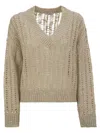 Brunello Cucinelli Women Silk And Linen V-neck Sweater